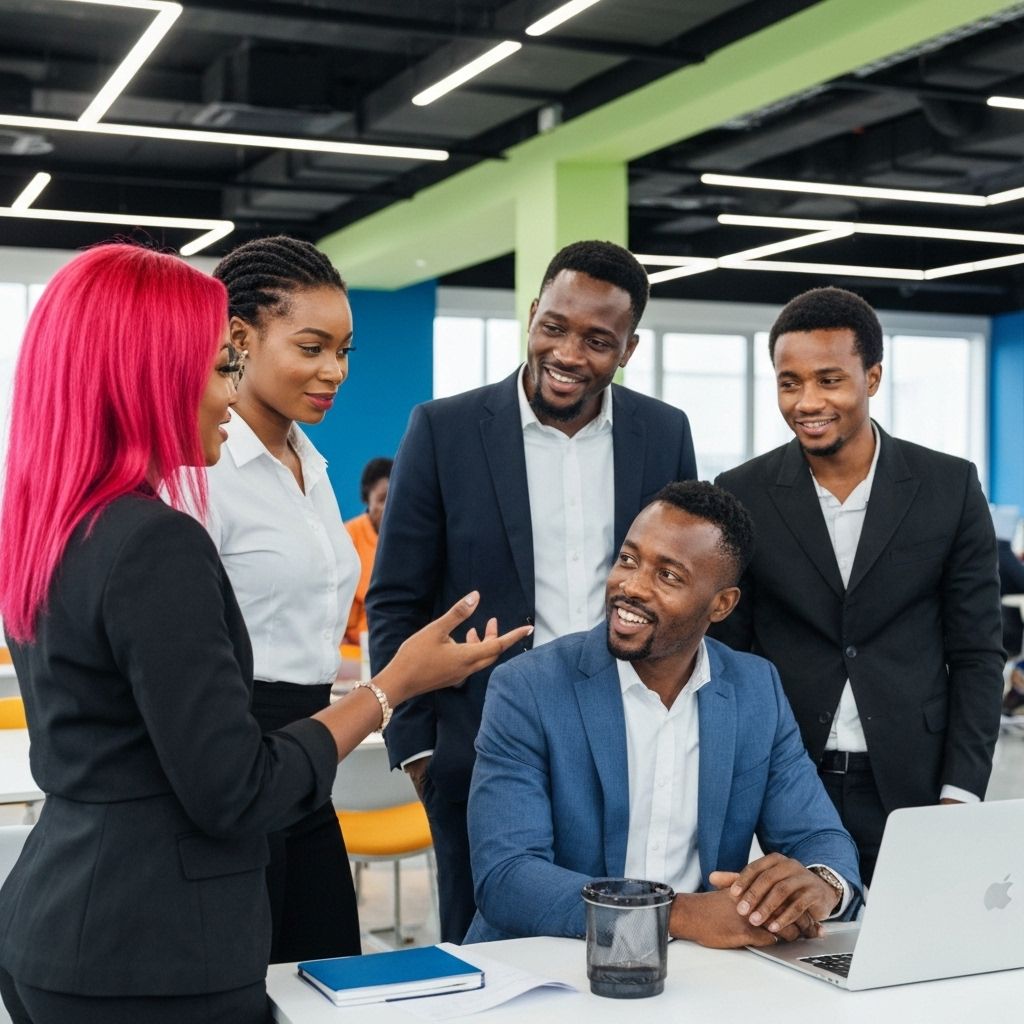Professional African business team in modern office